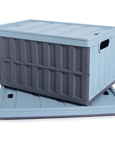 Citylife 64L Collapsible Storage Bins with Lids Plastic Storage Containers for Organizing Stackable Storage Box Large Heavy Duty Utility Crates, 2 Packs