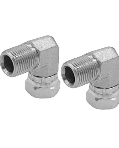 BEITERSTOE (2-PACK) 1501-06-06 Hydraulic Hose Adapter Fitting 3/8"-18NPTF Male×3/8"-18NPSM Female Swivel 90°Pipe Joints Elbow Carbon Steel