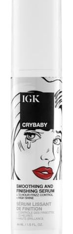 IGK CRYBABY Smoothing & Finishing Serum | High Shine + Frizz Control + Lightweight | Vegan + Cruelty Free | 1.5 Oz