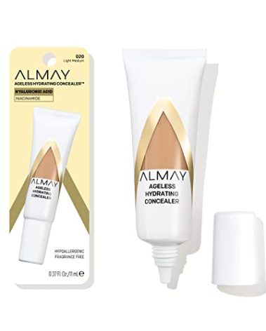 Almay Anti-Aging Concealer, Face Makeup with Hyaluronic Acid, Niacinamide, Vitamin C & E, Hypoallergenic, -Fragrance Free, 020 Light Medium, 0.37 Fl Oz (Pack of 1)