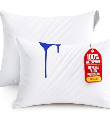 Utopia Bedding Waterproof Pillow Protectors Zippered Toddler Size (2 Pack, White), Zippered Pillowcases, Bed Bug Proof Pillow Encasement Covers 13 x 18 Inches
