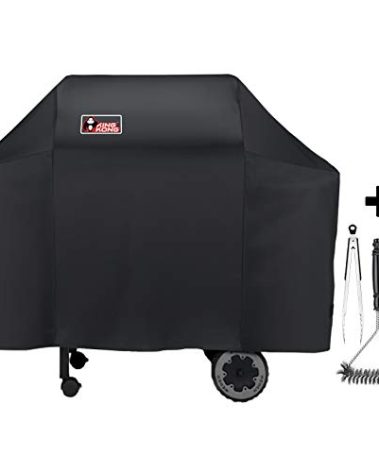 Kingkong 7573/7106 Grill Cover for Weber Spirit 200, 300 Series and Genesis Silver Gas Grill with Grill Brush, Tongs and Thermometer