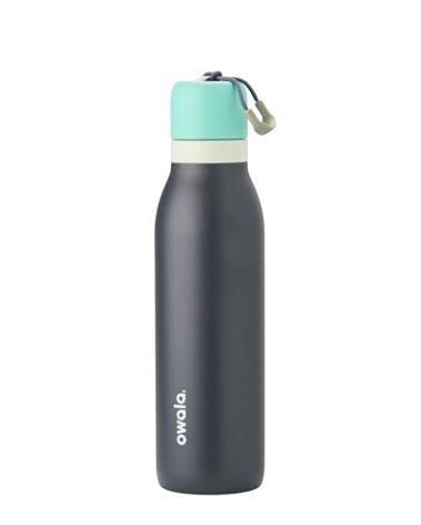 Owala FreeSip Twist Insulated Stainless Steel Water Bottle with Straw for Sports and Travel, BPA-Free, 18-oz, Blue/Grey (Foggy Tide)