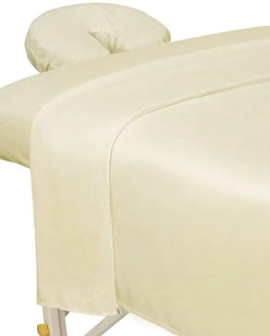 ForPro Professional Collection Premium Microfiber 3-Piece Massage Sheet Set, Natural, Ultra-Light, Stain, and Wrinkle-Resistant Includes Massage Flat and Fitted Sheet and Massage Face Rest Cover