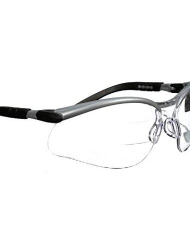 3M Safety Glasses, BX Dual Readers, +2.5, ANSI Z87, Anti-Fog Clear Lens, Silver/Black Frame, Adjustable Length Temples and Lens Angle