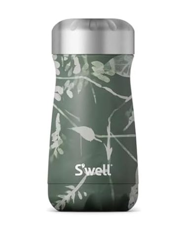 S'well Stainless Steel Traveler, 12oz, Green Foliage, Triple Layered Vacuum Insulated Containers Keeps Drinks Cold for 20 Hours and Hot for 9, BPA Free, Easy Carrying On the Go