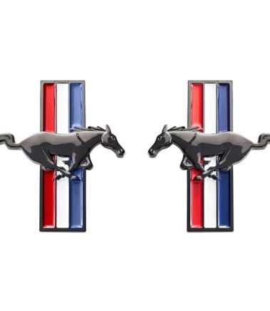 3" Black Running Horse Tribar Fender Emblems Made for Mustang 1994-2004