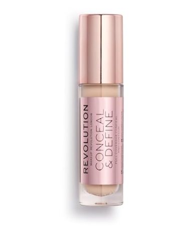 Revolution, Conceal & Define Concealer, Full Coverage & Lightweight, Long-Lasting Matte Finish, Vegan & Cruelty Free, C3 Fair to Light Skin Tones, 0.14 oz