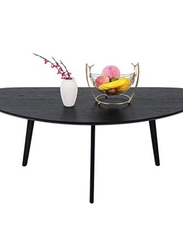 FIRMINANA Mid Century Modern Coffee Table, Oval Black Coffee Table for Living Room & Small Spaces, 47.3" W x 23.63" D x 17.72" H