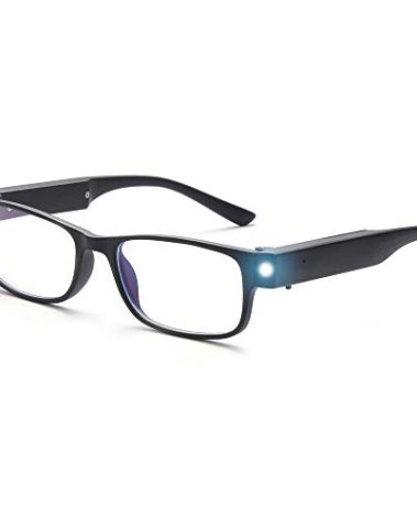 OuShiun Reading Glasses with LED Light Readers Blue Light Blocking Anti Eyestrain Eyeglasses Lighted Nighttime(Black,+3.00)