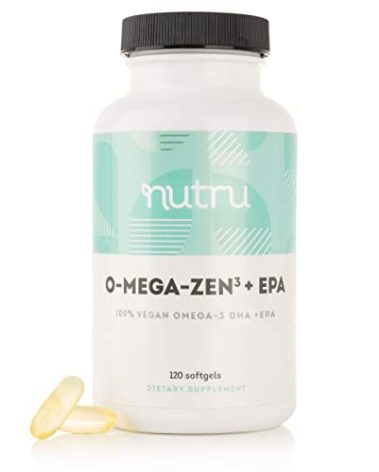 Nutru O-Mega-Zen3 +EPA Vegan Omega 3 Supplement - Fish Oil Alternative - Premium Marine Algal Based Omega-3 DHA and EPA Fatty Acids - Carrageenan Free - 120 Softgels