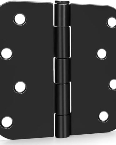 goldenwarm Pack of 6 Matte Black Heavy Duty Iron Door Hinges, 4 Inch x 4 Inch Interior and Exterior Black Door Hinges with 5/8" Radius Corners