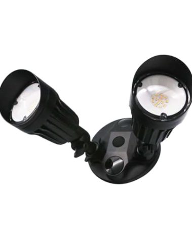 HOMEnhancements LED Black 2-Light Bullet Flood Light- 3000K Adjustable Dual Head Hardwired Outdoor Security Light, Waterproof Spot Light for Yard, Patio, Garden, Garage, Landscape & Exterior Walls
