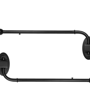 MERIVILLE 24"-38" Swing Arm Curtain Rod, 3/4" Diameter, Black, 2 Pieces