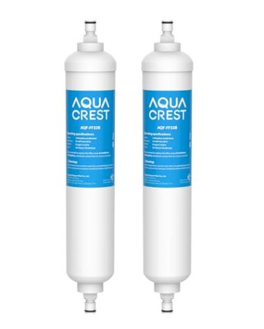 AQUACREST GXRTQR Inline Water Filter, NSF Certified, Compatible with GE GXRTQR, GXRTQ System, Reduces Chlorine, Fluoride, Limescale and More, For Refrigerator, IceMaker, RVs (2 Filters)
