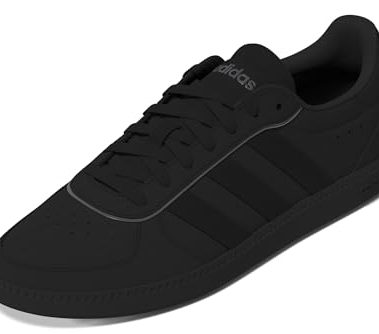 adidas Women's Breaknet Sleek Sneaker, Black/Black/Iron Metallic, 6