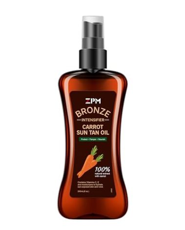 Carrot Sun Tanning Oil Spray for Outdoor Sun, Tan intensifier for Medium Deep with Narural Moisturizing Oils to Keep Skin Hydrated, Moisturizing Body Oil, Vegan and Cruelty-Free, SPF 0, 8oz