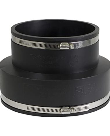 Supply Giant 6I63 Flexible Pvc Reducing Coupling with Stainless Steel Clamps, 8.6" x 6.6" Inner Diameter for 8" x 6" Nominal Pipe, Black