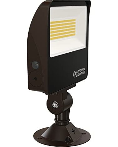Lithonia Lighting All-in-One LED Flood Light, Waterproof LED Outdoor Light Fixture with Adjustable Brightness and Color Temperature, Knuckle or Yoke Mount Dusk to Dawn Outdoor Lighting, MVOLT