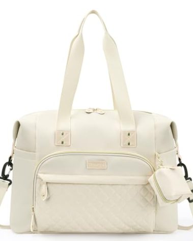 Tuwubi Diaper Bag Tote,Baby Diaper Bag with Pacifier Case Large Travel Diaper Tote Caddy for Mom and Dad Multifunction Large Baby Bag - M-White
