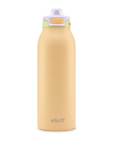 Ello Pop & Fill 40oz Stainless Steel Water Bottle with Quick Fill Technology, Double Walled and Vacuum Insulated Metal, Leak Proof Locking Lid, Sip and Chug, Reusable, BPA Free, Sunset Meadow