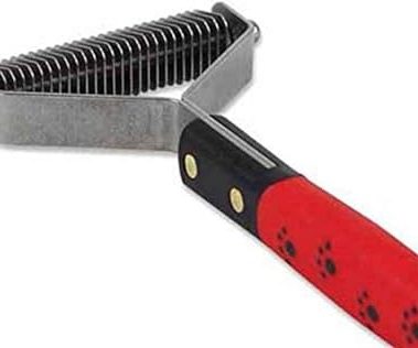 Paw Brothers 26 Blade Fine Double Wide Dematting Undercoat Rake for Dogs and Cats, Professional Grade, Dog Shedding Brush, Stainless Steel Blades, Rounded Gentle Teeth