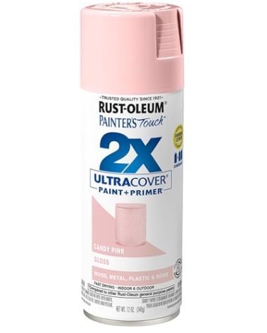 Rust-Oleum 334028 Painter's Touch 2X Ultra Cover Spray Paint, 12 oz, Gloss Candy Pink