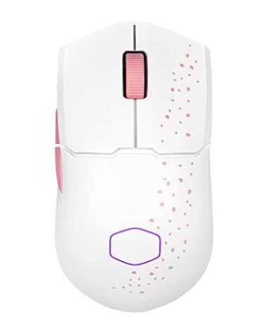 Cooler Master MM712 Sakura Wireless Gaming Mouse Pink|White, Adjustable 19,000 DPI, Palm|Claw Grip, 2.4GHz|Bluetooth, PixArt Optical Sensor, Ultraweave Cable, PTFE Feet, RGB Lighting (MM-712-WWOH2)