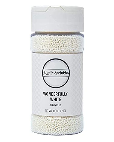 Mystic Sprinkles Solid Color Nonpareils 3.8oz Bottle (Wonderfully White)
