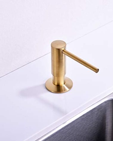 Gold Kitchen Soap Dispenser,Sold Brass Gold Soap Dispenser for Kitchen Sink,Commercial Liquid Dish Dispensers,Built in Kitchen Sink Soap Dispenser,Brushed Gold Lotion Dispenser