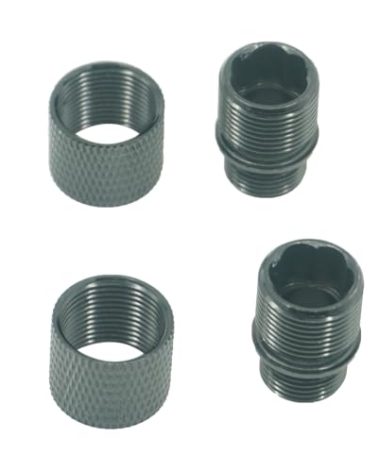 AOOHYEO 12mm CW - 14mm CCW Extension Tube Tracer Units End Nut Protector Aluminium 12mm Clockwise to 14mm Counterclockwise Thread Converter (2 Black)
