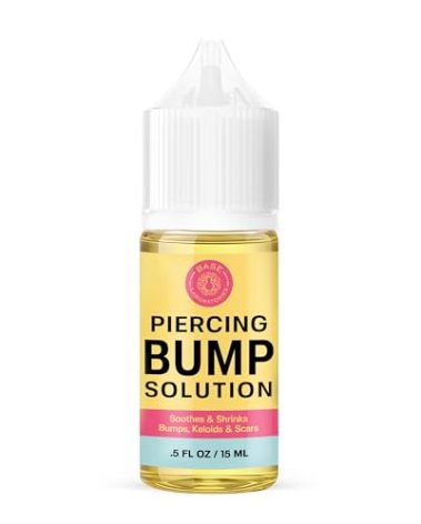 BASE LABORATORIES Piercing Bump Solution & Keloid Bump Removal | Soothing Piercing Aftercare for Piercing Bumps & Keloid Scar Removal | Ear & Nose Keloid Bumps Piercing Aftercare Solution Oil | 0.5 oz