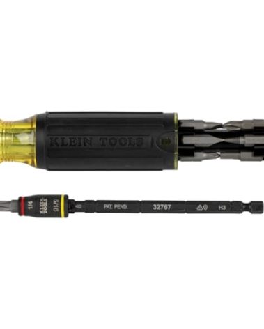 Klein Tools 32304 Screwdriver, 14-in-1 Adjustable Screwdriver with Flip Socket, HVAC Nut Drivers and Bits, Impact Rated