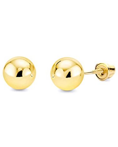 14k REAL Yellow Gold 3mm Ball Stud Earrings with Screw Backs