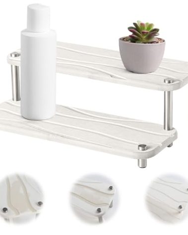 Stone Drying Tray For Bathroom Counter,2 Tier Water Absorbing Bathroom Tray for Kitchen Sink Organizer,Diatomaceous Earth Drying Sponge Soap Holder (white)