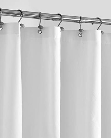 ALYVIA SPRING Stall Fabric Shower Curtain Liner Waterproof - 54" x 72", Soft & Lightweight Stall Size Shower Curtain with Magnets, Machine Washable - 54x72, White