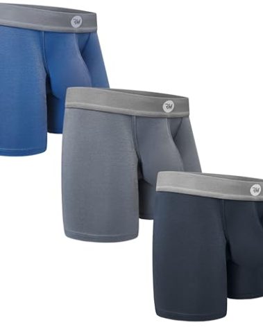 Real Men 7in Modal Boxer Briefs D Pouch Med 3pk Nvy/DrkGry/Blk Supportive Underwear Men For Testicles Mens Anti Chafing Underwear That Support
