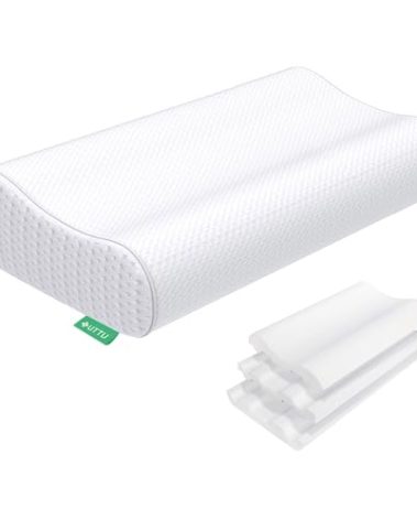 UTTU Cervical Pillow for Neck Strain Relief, Memory Foam Neck Pillow for Sleeping, Adjustable Orthopedic Sandwich Pillow, Contour Cooling for Side Back Stomach Sleeper, Queen(23.6"×14"×4.7"/3.9")