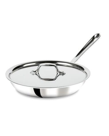 All-Clad D3 3-Ply Stainless Steel Fry Pan With Lid 10 Inch, Induction Compatible, Oven Broiler Safe 600F, Fast and Even Heat, Pots and Pans, Cooking Frying Pan, Skillet, Kitchen, Cookware, Silver