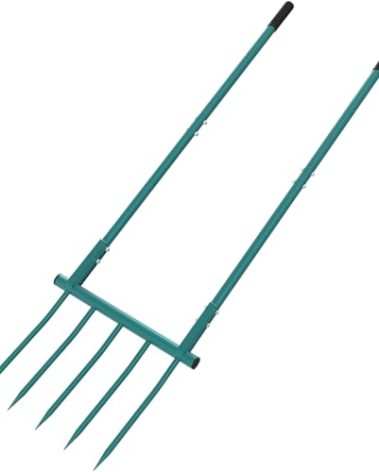 Broad Fork Garden Tool, 5 Tines 20 in Broadfork Hand Tiller, 55 inch Heigh Pitch Fork, Ergonomic U-Shaped Design, Spading Digging Fork for Gardening, Cultivating, Aerate Clay Soil for Farm