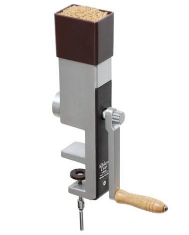 Kitchen Crop Grain Mill Wheat Flour Grinder, Stainless Steel Metal Burrs (Hand Crank Grain Mill)