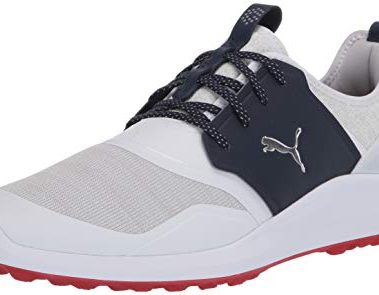 Puma Golf Men's Ignite Nxt Lace Golf Shoe, Puma White-Puma Silver-Peacoat, 8 M US