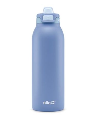 Ello Pop & Fill 40oz Stainless Steel Water Bottle with Quick Fill Technology, Double Walled and Vacuum Insulated Metal, Leak Proof Locking Lid, Sip and Chug, Reusable, BPA Free, Raincloud