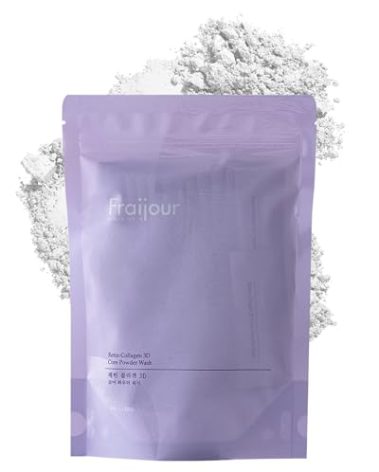 Fraijour Retin-Collagen 3D Core Powder Wash – Exfoliating Powder Cleanser with Papain & 7 Collagens, Tightens Pores, Smooths Skin, Anti-Aging, For Oily & Acne-Prone Skin, 30 Packets, 0.04 oz. each