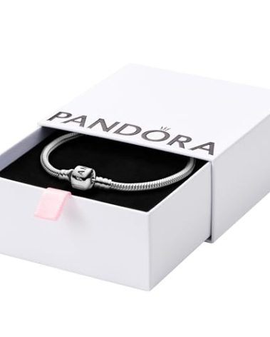 PANDORA Moments Barrel Clasp Snake Chain Bracelet - Silver Bracelet for Women - Sterling Silver - With Gift Box - 7.5"