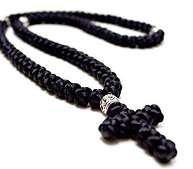 Christian 100-knot Prayer Rope ǀ Smooth Silk Satin Cord (Black)