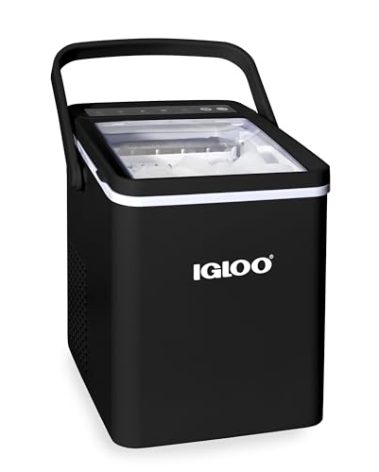 Igloo Premium Self-Cleaning Countertop Ice Maker Machine, Handled Portable Ice Maker, Produces 26 lbs. in 24 hrs. with Ice Cubes Ready in 6-8 Minutes, Comes with Ice Scoop and Basket