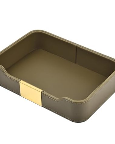 XNONE Leather Jewelry Tray Desktop Storage,Luxury Perfume Tray Nightstand Organizer Entryway Decorative Tray,for Jewelry Watch Cosmetics Keys Phone Wallet Home & Office Accessories,Olive Green
