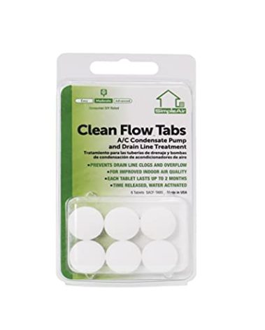 SimpleAir SACF Drain Line Clean Flow Tabs, for AC Units, HVAC Systems, Dehumidifiers, Condensate Drain Line Applications, 6 Count