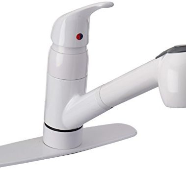 Pfister Pfirst Series Kitchen Sink Faucet with Pull Out Sprayer, Single Handle, Mid Arc, White Finish, G13310WW
